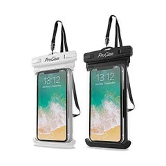 ProCase [2個セット]防水ケース IPX8認定 携帯用ドライバッグ 最大7.0”スマホに対応可能 (ホワイト/ブラック 2個)