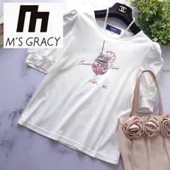 【美品】エムズグレイシー　香水瓶モチーフ　カットソー　Tシャツ　白　М 香水瓶モチーフカットソー | msgracy