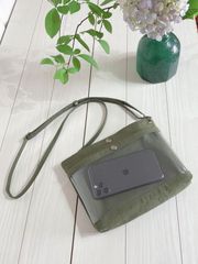 倉敷帆布 クリアポケット　ショルダーバッグ　サコッシュ　　PVC　カーキ