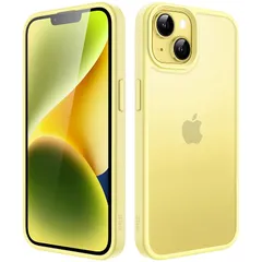 JEDirect マットケース iPhone 14 6.1インチ用 耐衝撃性ミリタリーグレードの落下防止 つや消しの半透明の背面電話カバー 指紋防止 (イエロー) 1