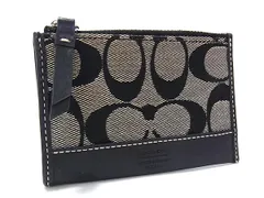 COACH コーチ シグネチャー キャンバス×レザー キーリング付き マルチケース カード入れ コインケース ブラック系×グレー系 DH9523