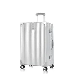 [タビトラ] スーツケース 小型 人気 キャリーバッグ TSAロック搭載 旅行用品 出張 超軽量 大容量 静音 8輪 アルミフレーム 安心一年サービス 39L 4KG シルバー SS
