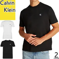 カルバンクライン Calvin Klein Tシャツ 半袖 メンズ 2025年春夏新作 ロゴ 刺繍 ワンポイント コットン 綿クルーネック 丸首 ブランド 大きいサイズ 黒 ブラック J30J314544