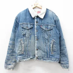 XL/古着 リーバイス Levis 70608 長袖 デニム ボア ジャケット ジージャン メンズ 80s ボロ コットン 紺 ネイビー spe 25sep11 中古 アウタ