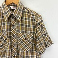 WRANGLER 70's サファリチェック半袖シャツ サイズS MADE IN USA 07061107 01 ボタン欠損
