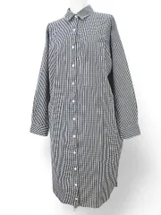 エニィスィス エニシス anySiS L'aube ギンガムチェック柄 長袖 シャツワンピース 膝丈 2 黒系 ブラック 綿 コットン