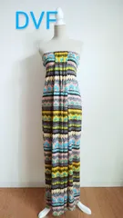 ダイアンフォンファステンバーグ DVF チューブトップワンピース ロングドレス オリエンタル柄 エスニック