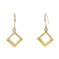 デザインピアス K10YG 10金 イエローゴールド フックピアス アクセサリー ひし形 ダイヤ型