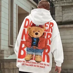 Bigbear メンズ パーカー くま バックプリント オーバーサイズ 白人気
