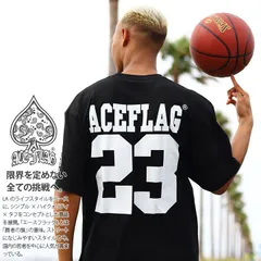 ACEFLAG Tシャツ 半袖 メンズ レディース 黒 白 大きいサイズ ビッグシルエット エースフラッグ おしゃれ かっこいい 袖ロゴ スペード ペイズリー バンダナ柄 ナンバー 23 b系 ヒップホップ ファッション AF-TS-TS-009