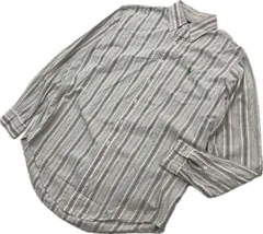 RALPH LAUREN ☆ 風合い◎ コットン レトロ ストライプ 長袖 ボタンダウン シャツ グリーン系 M アメカジ 古着 人気 ラルフローレン■CC271