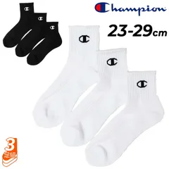 チャンピオン 靴下 メンズ レディース Champion 3足組 クォーターレングスソックス  23-29cm ハーフパイル クォーター丈 くつ下  ワンポイント ソックス スクール 学校 男女兼用ソックス/CMSCY203