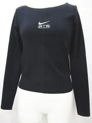 ナイキ NIKE スポーツウェア 長袖 エア ロングスリーブ カットソー スリムフィット XS 黒系 ブラック ロゴ 刺繍 ストレッチ タグ付