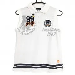 パーリーゲイツ ノースリーブポロシャツ 白×ネイビー ニコちゃん スマイル  レディース 1(M) ゴルフウェア PEARLY GATES