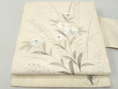 A5 夏物 絽綴 花模様 金糸 白 太鼓 正絹 薄物 絽 紗 名古屋帯 - メルカリ