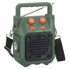 送料無料 【新品 未使用 未開梱】 オーム電機　山策ラジオ AudioComm ［ワイドFM対応 /防水ラジオ /AM/FM］ グリーン　RAD-H339N