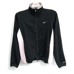ナイキ ジャージ トラックジャケット アウター フィットドライ スポーツウエア レディース Sサイズ 黒×ピンク NIKE 【中古】