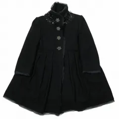 レキサミ REKISAMI ジャケット フレア ミディアム スタンドカラー ビジュー レース ブルゾン コート アウター 38 黒 ブラック/9▲B12 レディースのサムネイル