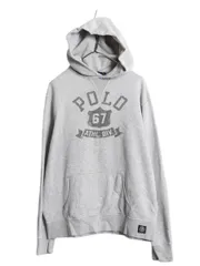 【お得なクーポン配布中!】 ポロ ラルフローレン 3段 プリント スウェット フード パーカー メンズ XL 前V ヴィンテージ モデル トレーナー 裏起毛 プルオーバー 杢 灰