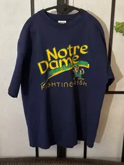 レア柄　ノートルダム大学　カレッジ　ヴィンテージ　Tシャツ　ネイビー　Lサイズ　チャンピオンン　ラッセル　アメリカ　USA  t1011