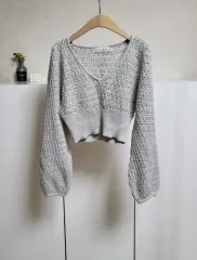 ハイクオリティ Vネック クロップドニット