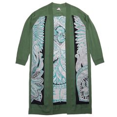 エルメス HERMES ニット シルク ロング カーディガン サイズ34 モスグリーン
