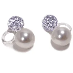 パールピアス クリップ式リバーシブル キラキラボール＆パール9mm ミラーボール