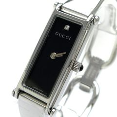 グッチ バングル レディース ダイヤ 黒文字盤 1500L GUCCI YA015555 箱 クォーツ 婦人 稼動品