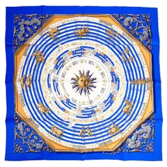 エルメス スカーフ レディース カレ90 DIES ET HORE 占星術 ファッションアイテム HERMES シルク ブルー 青 マルチカラー 美品【中古品】