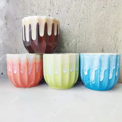 韓国 2.6号 6個セット アイスクリーム 窯変 貫入 浮彫 窯変 植木鉢 室内 陶器鉢 多肉 植物 鉢植え 激安 レア インテリア プレゼント 海外 盆栽 おすすめ プランター 人気 デザイン 観葉植物