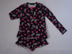 アースマジック earth magic アウトレット 子供服 女の子 140cm タンクトップ ショート パンツ 長袖 カットソー カーディガン 3点 黒 ピンク ハート 春 夏 ★2 セットアップ ガールズ 女児 キッズ ジュニア 【中古】