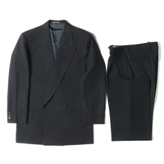 GIORGIO ARMANI ジョルジオアルマーニ ピンストライプ ウール ノッチドラペル ダブルブレスト 4B テーラード ジャケット ツータック スラックス パンツ セットアップ スーツ ネイビー 紺 44REG イタリア製【メンズ】のサムネイル