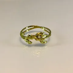 ビンテージ オレンジストーンの創作リング 蔦と粒状台座 約14.5号