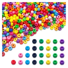 ポニービーズ 6×9ｍｍ 大きめ 混合色 ミックス 1000個 円筒 大穴 ハンドメイド 手芸 パーツ BD3150