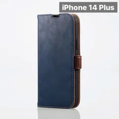 iPhone 14 Plus  用 ソフトレザー 手帳型 ケース ネイビー 色 1個