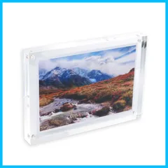 【新着商品】ギフト プレゼント フォトフレーム アクリル 記念日 滑り止めシール付き 両面使用可能 写真 縦横兼用 クリア 透明 展示 写真立て マグネット ディスプレイ 1個入り 170×120mm ポストカード はがき/A6サイズ対応 ブロック型 PF-P