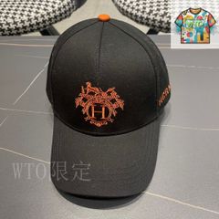 HERMES ロゴ刺繍 ブラックベースボールキャップ - メルカリ