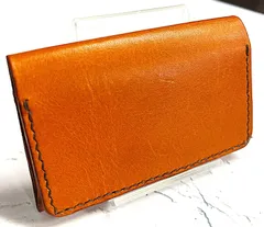 レザークラフト 名刺入れ カードケース　キャメル ステッチ ブラウン