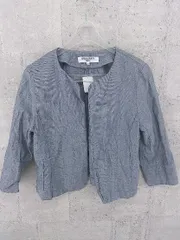 ◇ NATURAL BEAUTY BASIC リネン混 七分袖 ノーカラー ジャケット サイズS ブルー系 レディース  【1002800813711】
