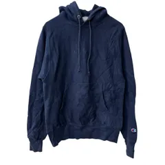 Champion ロゴスウェット パーカー XS ネイビー チャンピオン フーディー リバースウィーブ 古着卸 アメリカ仕入 a708-6007