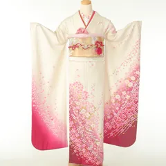 白　振袖セット７点　上品　正絹　　成人式　帯　帯あげ　帯締め　Lサイズ トレンド