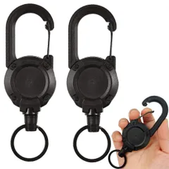 【数量限定】リールキーホルダー 2個セット カラビナ付 リールストラップ 金属ワイヤー 最長60cm 伸びる 紛失防止 釣り登山最適 多機能 水筒、鍵、ベルを吊るす など