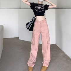 カーゴパンツ レディース カラーパンツ ワイド ロング ゆったり
