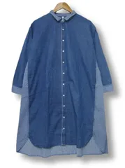 【送料無料】【1点限り】【美品】クラウドナイン cloudnine ノンノ 切替デザイン 前開きデニムワンピース  背面ヒッコリー切替  秋冬用 M-Lサイズ ■管理番号L29340（990）