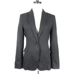 アンタイトル UNTITLED ジャケット テーラード 長袖 シングル ショート スリット 薄手 ストライプ 2 黒 紫 ブラック パープル アウター /NA