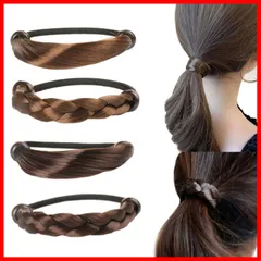 【数量限定】ヘアリング レディース エレガント 髪留めゴム くすみカラー ヘアアクセサリー ヘアアレンジ（定番ブラウン糸4点） おしゃれ大人 髪ゴム【ウィッグゴム2種類4本】3つ編みウィッグ ヘアゴム [アオラー]Aollaa