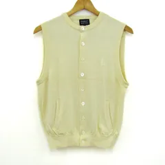 パーリーゲイツ ニットベスト ジャケット アウター 前ボタン ゴルフウエア レディース 1サイズ イエロー PEARLY GATES 【中古】