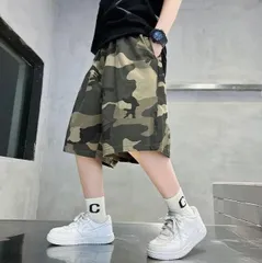 キッズハーフパンツ(迷彩120サイズ/130サイズ/140サイズ/150サイズ/160サイズ）ボトムスこども子供服男の子男児女児韓国104
