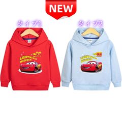 ✨新品✨子供用 カーズ ライトニングマックイーン パーカー 長袖 フード付き キッズ スウェット ディズニー ピクサー 男の子 100〜140サイズ 冬服 防寒 暖かい プレゼント 誕生日 クリスマス 赤色 水色 人気キャラクター