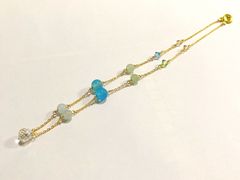 【年末SALE】ブルー　水晶　チェーンネックレス　#N32